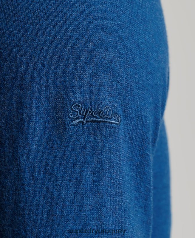 uy Superdry hombres jersey con cuello redondo de cashmere y algodón orgánico azul DT2N8Z1344 ropa
