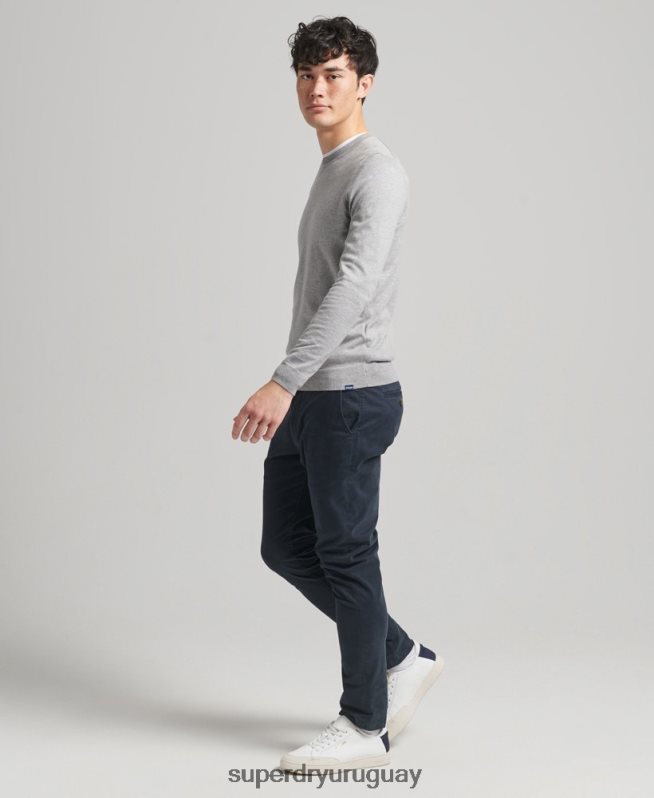 uy Superdry hombres jersey con cuello redondo de cashmere y algodón orgánico gris DT2N8Z1240 ropa