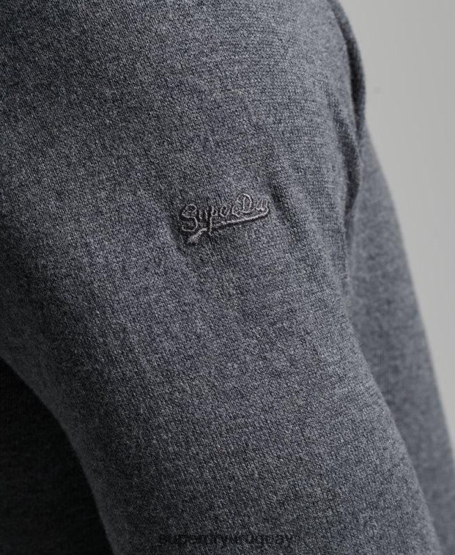 uy Superdry hombres jersey con cuello redondo de cashmere y algodón orgánico gris DT2N8Z5306 ropa