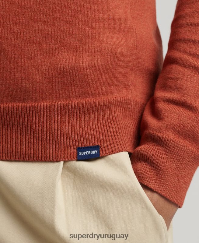 uy Superdry hombres jersey con cuello redondo de cashmere y algodón orgánico naranja DT2N8Z1243 ropa