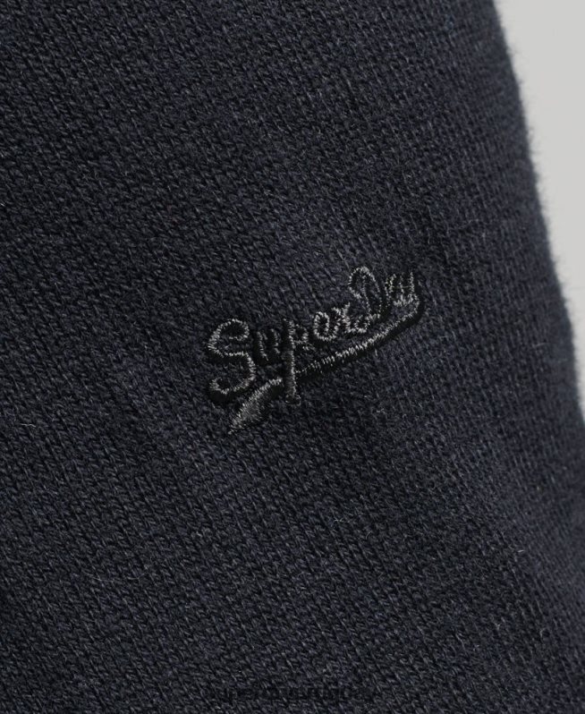 uy Superdry hombres jersey con cuello redondo de cashmere y algodón orgánico negro DT2N8Z1288 ropa