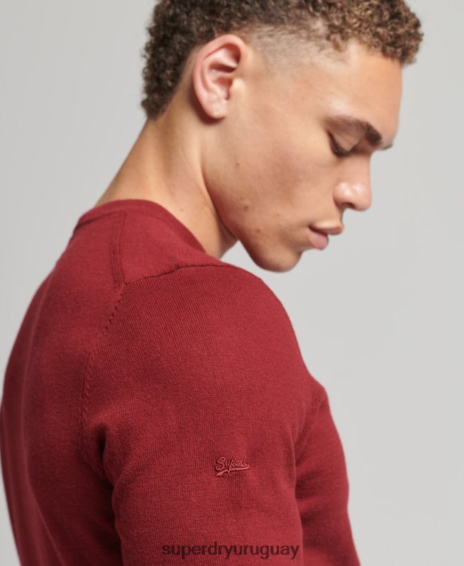 uy Superdry hombres jersey con cuello redondo de cashmere y algodón orgánico rojo DT2N8Z1237 ropa