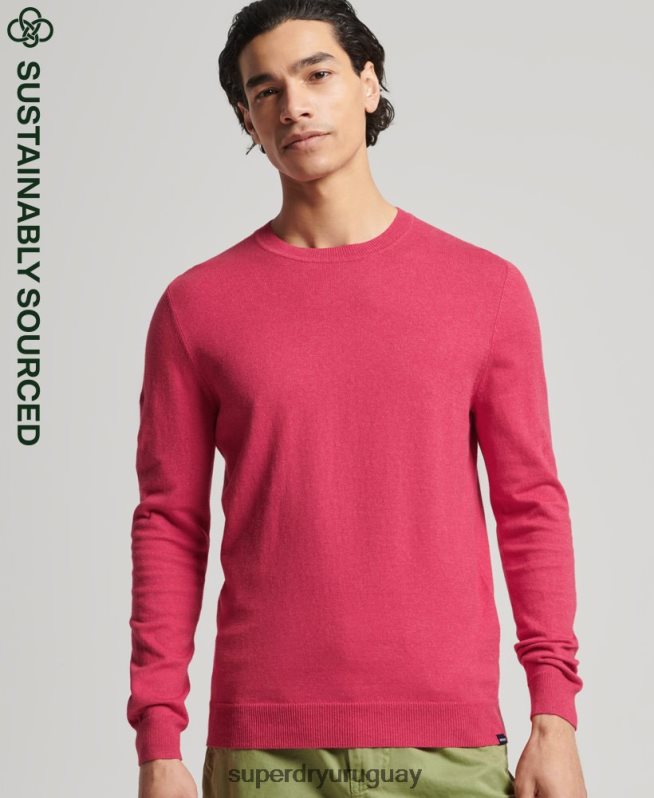 uy Superdry hombres jersey con cuello redondo de cashmere y algodón orgánico rojo DT2N8Z5245 ropa