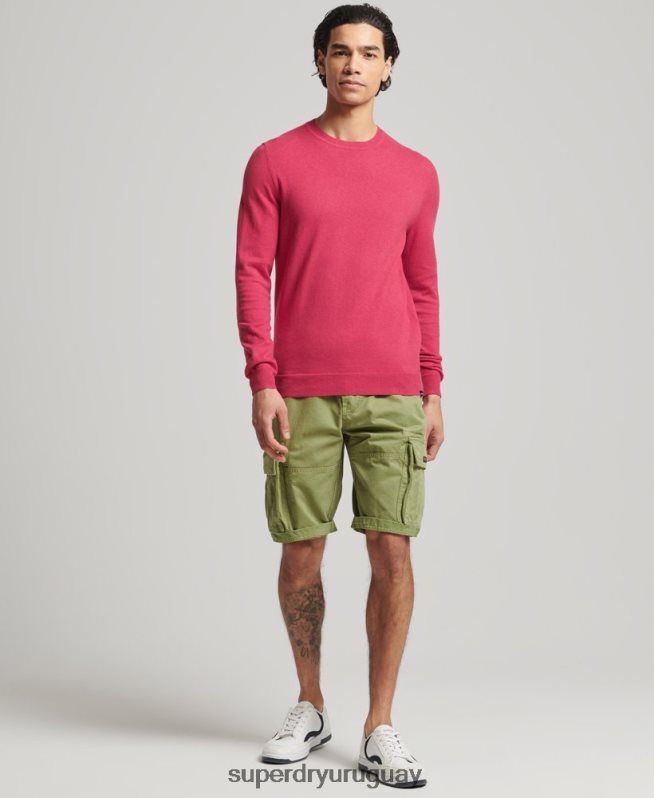 uy Superdry hombres jersey con cuello redondo de cashmere y algodón orgánico rojo DT2N8Z5245 ropa