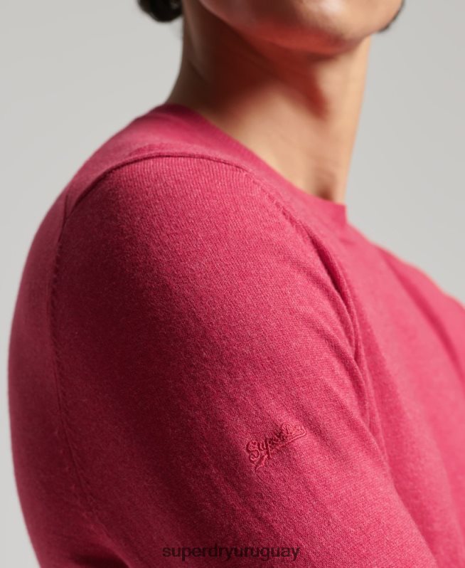 uy Superdry hombres jersey con cuello redondo de cashmere y algodón orgánico rojo DT2N8Z5245 ropa