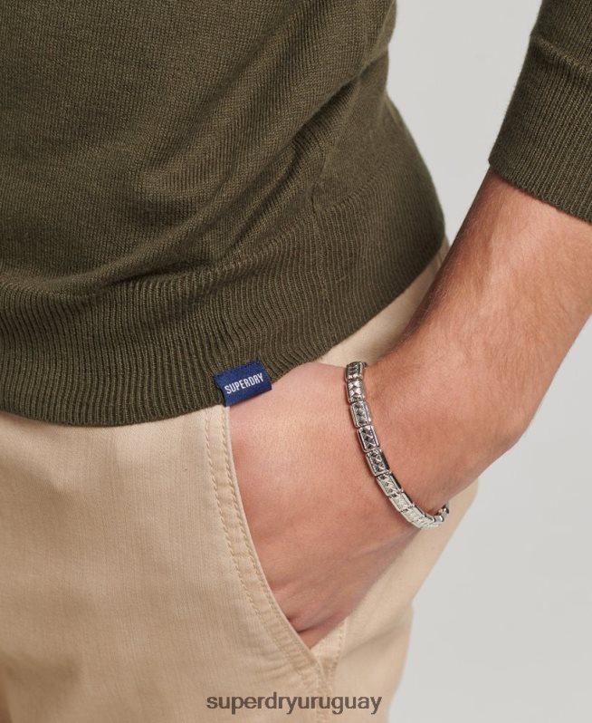 uy Superdry hombres jersey con cuello redondo de cashmere y algodón orgánico verde DT2N8Z1307 ropa