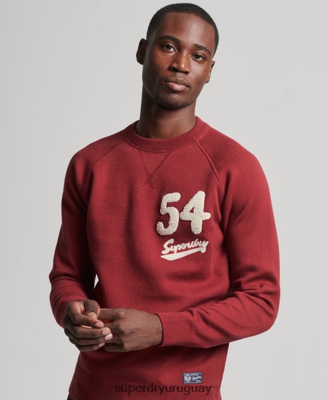 uy Superdry hombres jersey con cuello redondo del equipo universitario rojo DT2N8Z1263 ropa