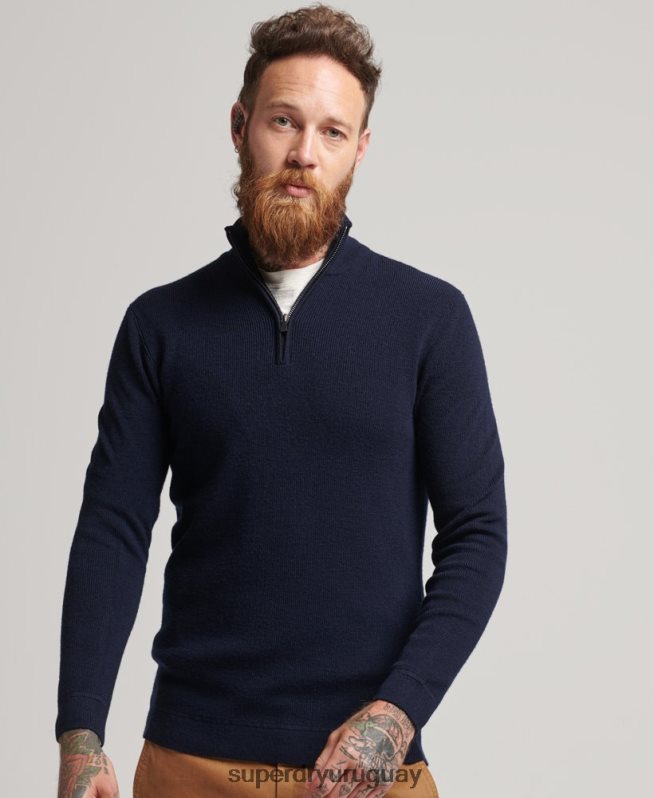 uy Superdry hombres jersey con cuello tunecino de lana merino studios Armada DT2N8Z1266 ropa
