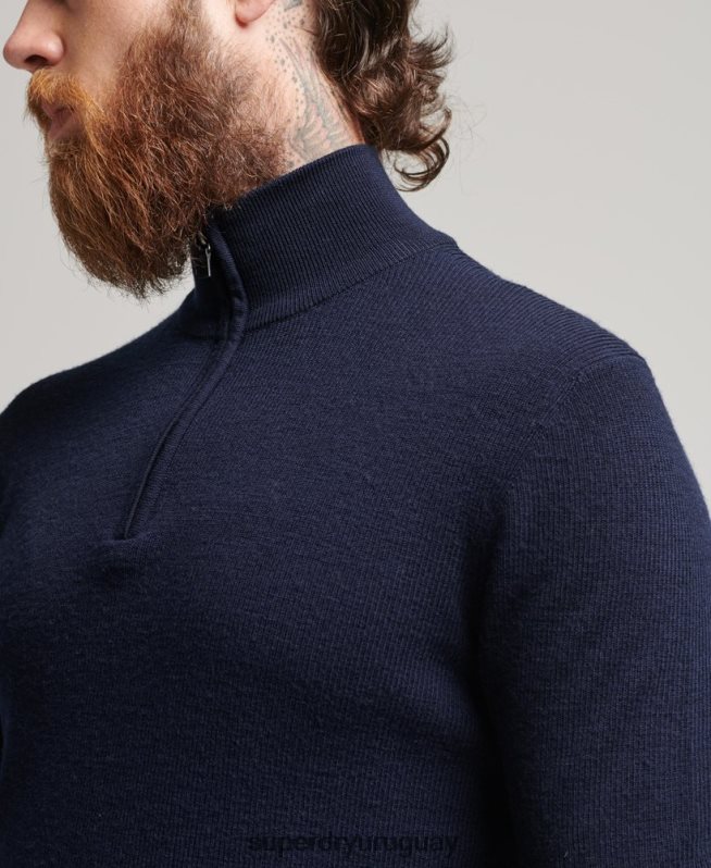 uy Superdry hombres jersey con cuello tunecino de lana merino studios Armada DT2N8Z1266 ropa