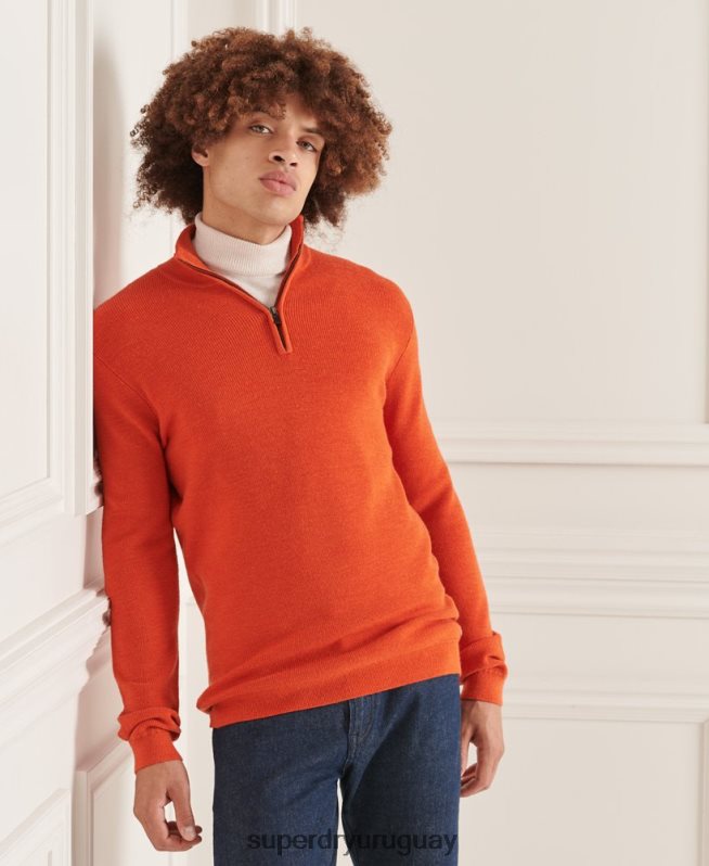 uy Superdry hombres jersey con cuello tunecino de lana merino studios naranja DT2N8Z5288 ropa