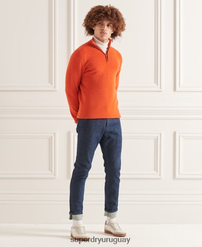 uy Superdry hombres jersey con cuello tunecino de lana merino studios naranja DT2N8Z5288 ropa