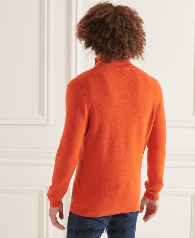 uy Superdry hombres jersey con cuello tunecino de lana merino studios naranja DT2N8Z5288 ropa