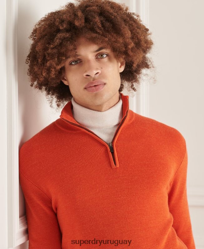 uy Superdry hombres jersey con cuello tunecino de lana merino studios naranja DT2N8Z5288 ropa