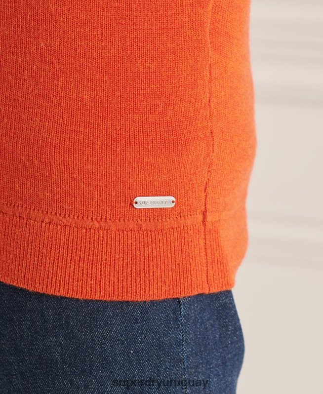 uy Superdry hombres jersey con cuello tunecino de lana merino studios naranja DT2N8Z5288 ropa