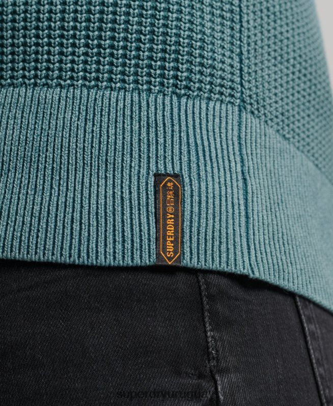 uy Superdry hombres jersey con textura teñida academy azul DT2N8Z1349 ropa