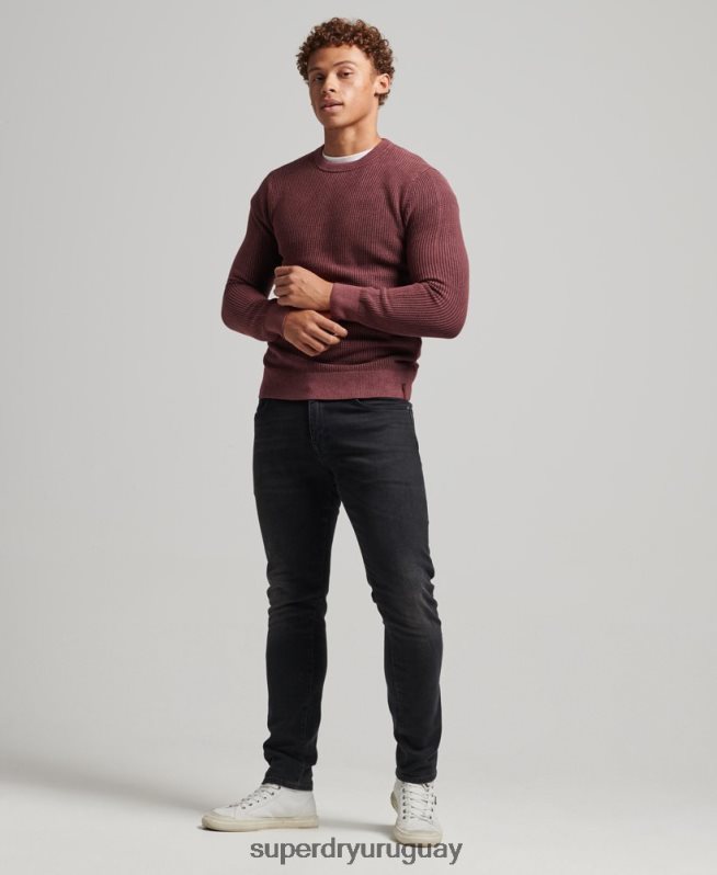 uy Superdry hombres jersey con textura teñida academy rojo DT2N8Z1348 ropa