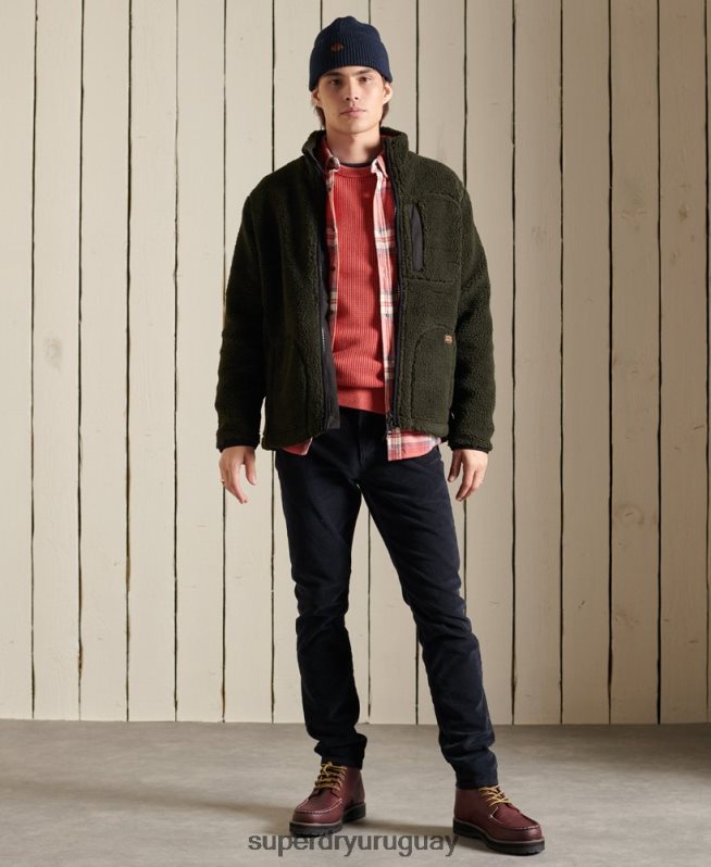 uy Superdry hombres jersey con textura teñida academy rojo DT2N8Z5300 ropa