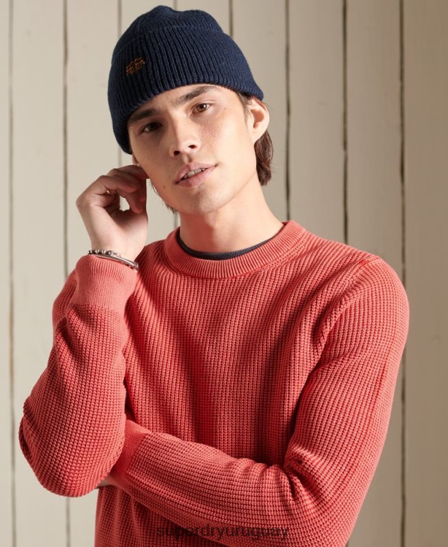 uy Superdry hombres jersey con textura teñida academy rojo DT2N8Z5300 ropa