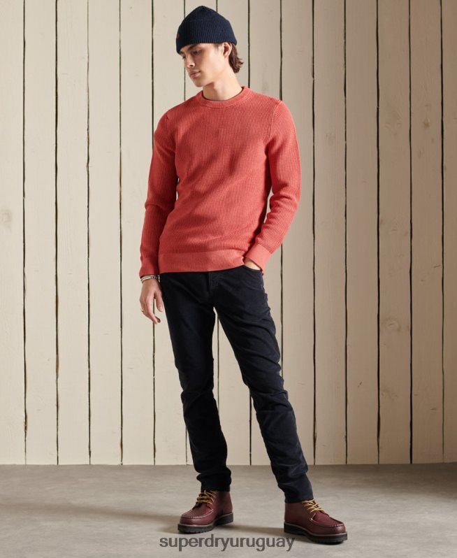 uy Superdry hombres jersey con textura teñida academy rojo DT2N8Z5300 ropa