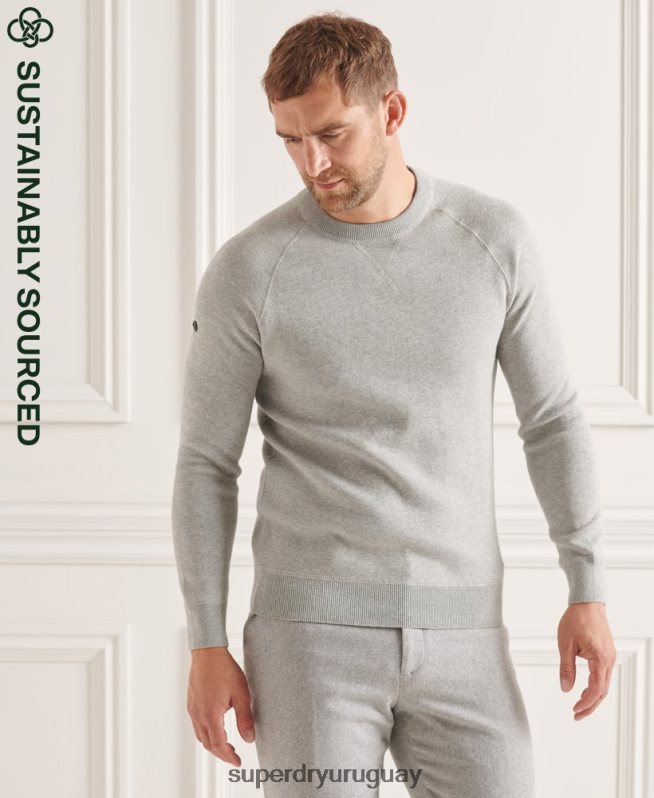 uy Superdry hombres jersey de cuello alto de Studios Essential gris claro DT2N8Z5293 ropa
