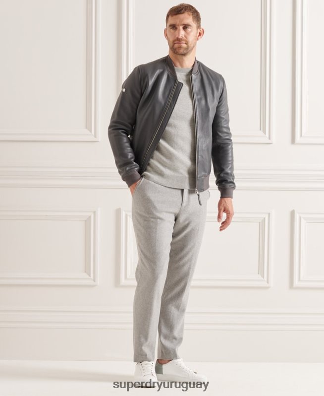 uy Superdry hombres jersey de cuello alto de Studios Essential gris claro DT2N8Z5293 ropa