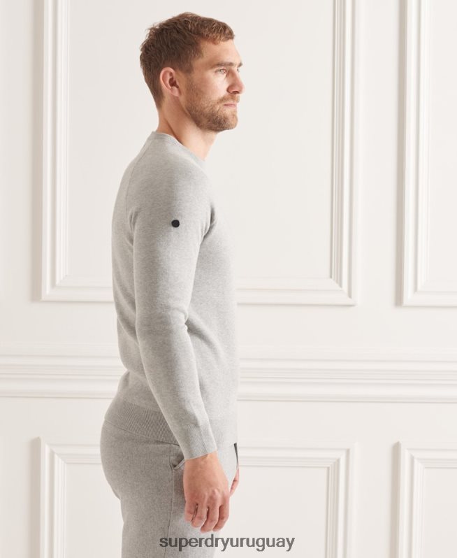 uy Superdry hombres jersey de cuello alto de Studios Essential gris claro DT2N8Z5293 ropa