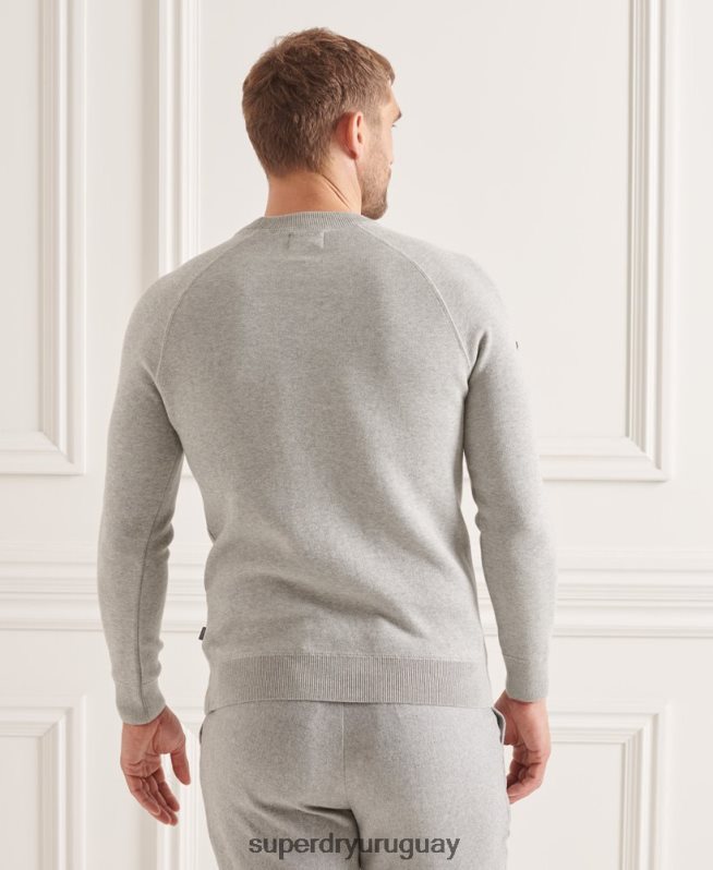 uy Superdry hombres jersey de cuello alto de Studios Essential gris claro DT2N8Z5293 ropa