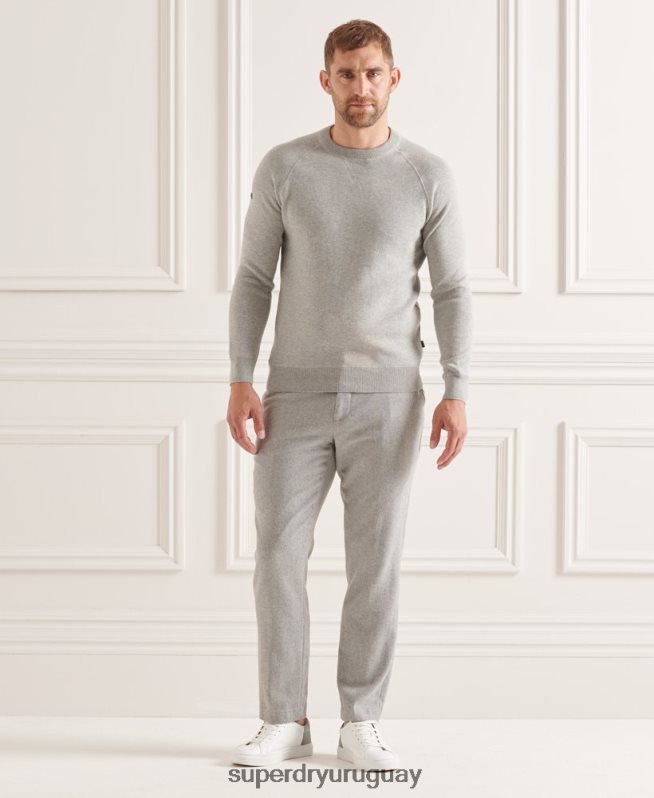 uy Superdry hombres jersey de cuello alto de Studios Essential gris claro DT2N8Z5293 ropa