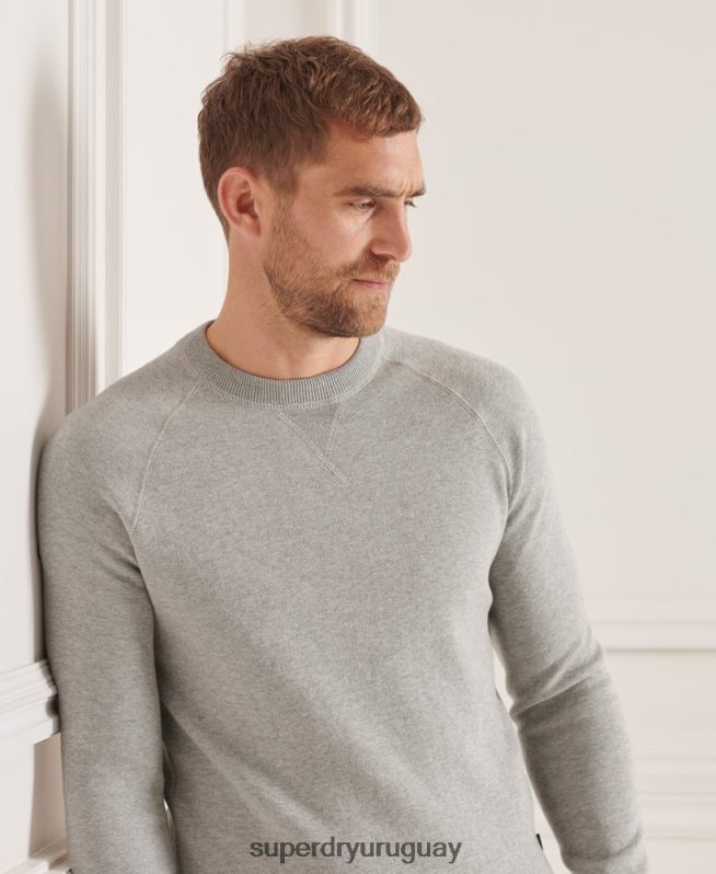 uy Superdry hombres jersey de cuello alto de Studios Essential gris claro DT2N8Z5293 ropa