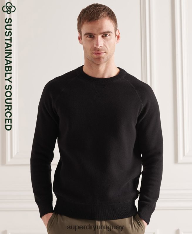 uy Superdry hombres jersey de cuello alto de Studios Essential negro DT2N8Z5290 ropa