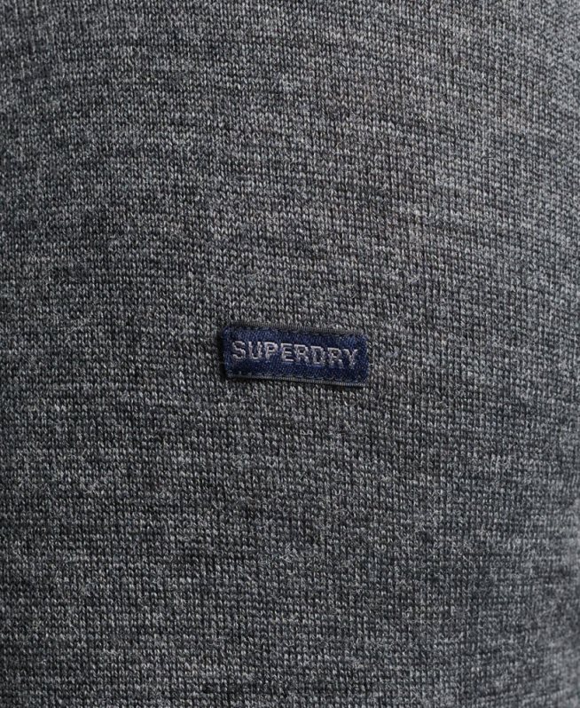 uy Superdry hombres jersey de lana merina con cuello redondo gris oscuro DT2N8Z1257 ropa