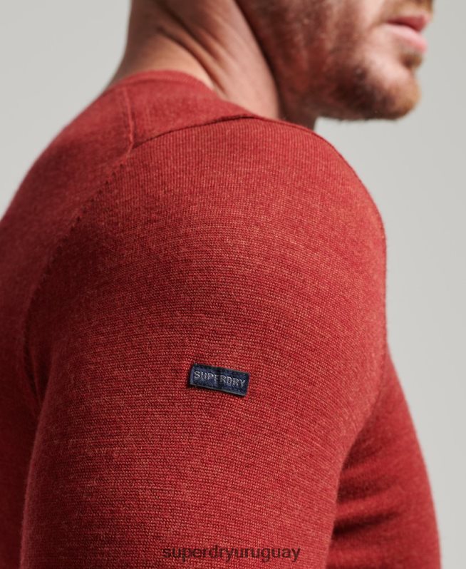uy Superdry hombres jersey de lana merina con cuello redondo rojo DT2N8Z1290 ropa