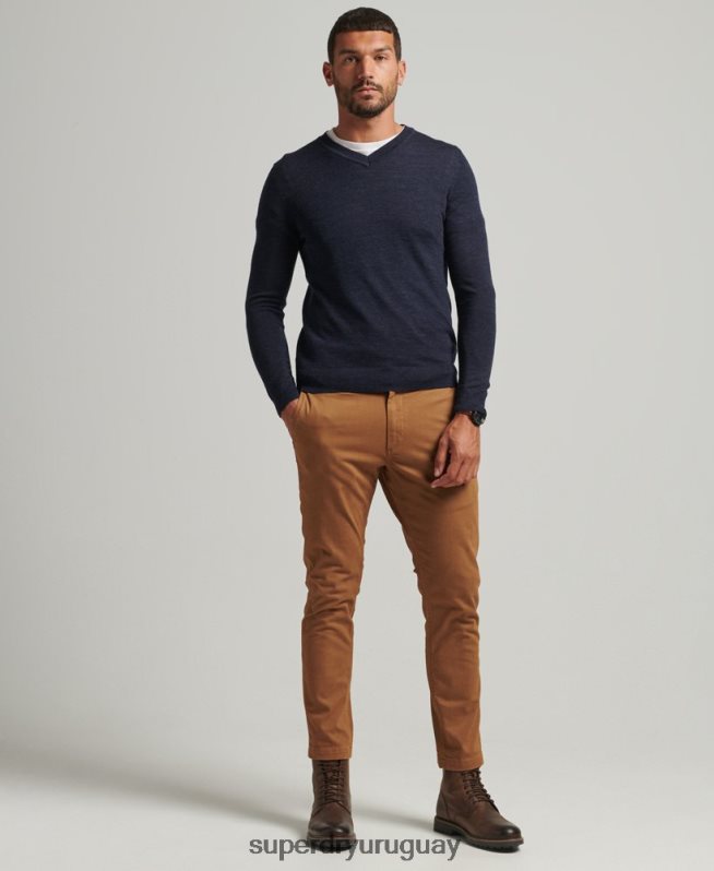 uy Superdry hombres jersey de merino con cuello de pico Armada DT2N8Z1246 ropa
