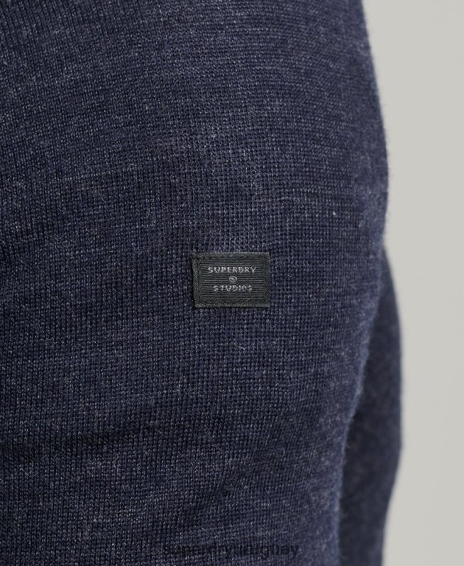 uy Superdry hombres jersey de merino con cuello de pico Armada DT2N8Z1246 ropa