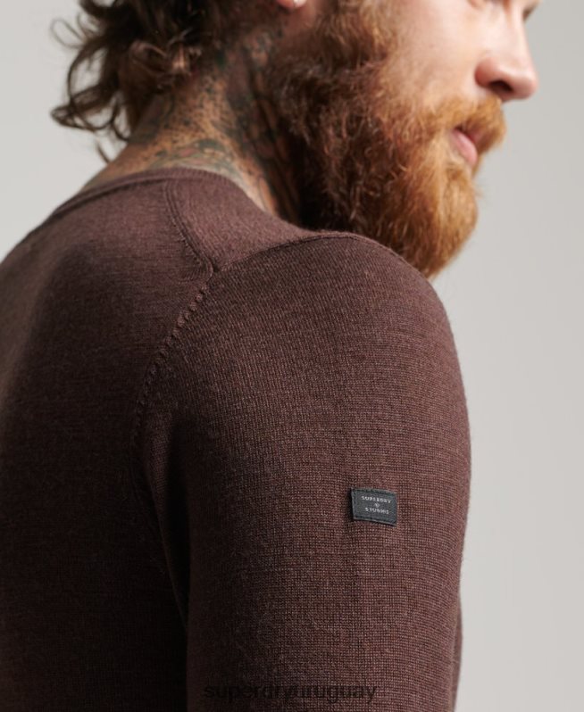 uy Superdry hombres jersey de merino con cuello de pico púrpura DT2N8Z1269 ropa