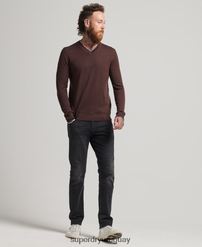 uy Superdry hombres jersey de merino con cuello de pico púrpura DT2N8Z1269 ropa
