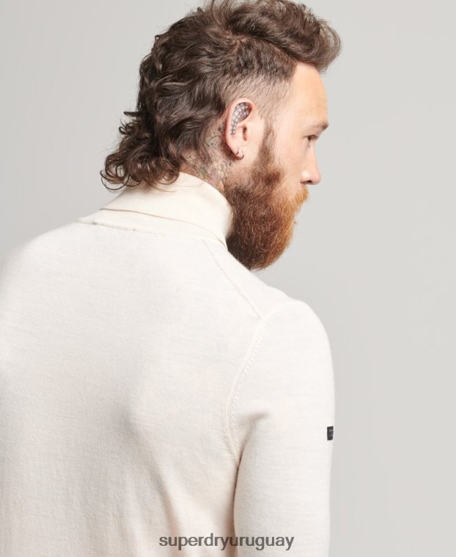 uy Superdry hombres jersey de merino con cuello vuelto crema DT2N8Z1292 ropa