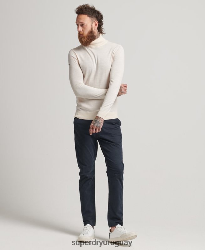 uy Superdry hombres jersey de merino con cuello vuelto crema DT2N8Z1292 ropa