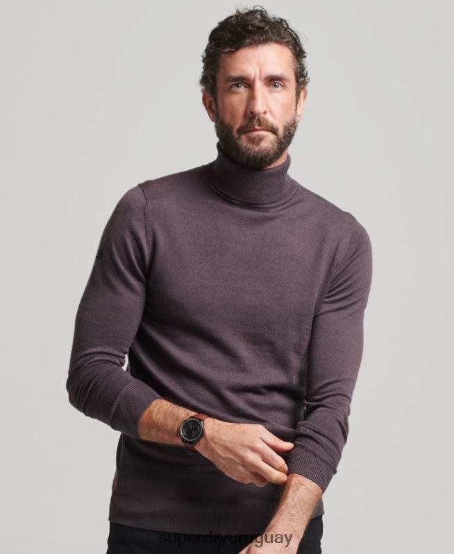 uy Superdry hombres jersey de merino con cuello vuelto púrpura DT2N8Z1298 ropa