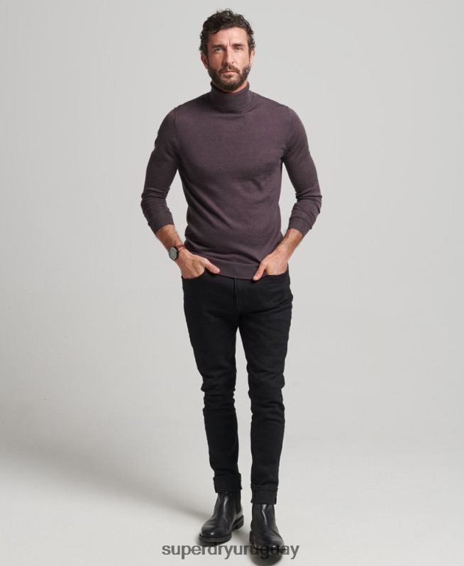 uy Superdry hombres jersey de merino con cuello vuelto púrpura DT2N8Z1298 ropa