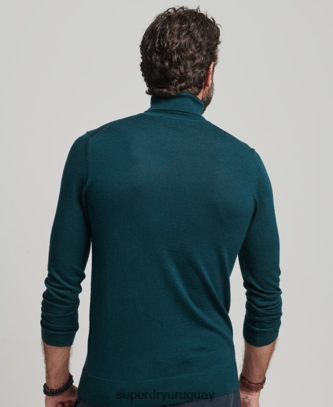uy Superdry hombres jersey de merino con cuello vuelto verde DT2N8Z1291 ropa