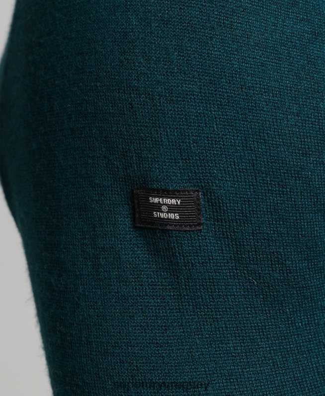 uy Superdry hombres jersey de merino con cuello vuelto verde DT2N8Z1291 ropa