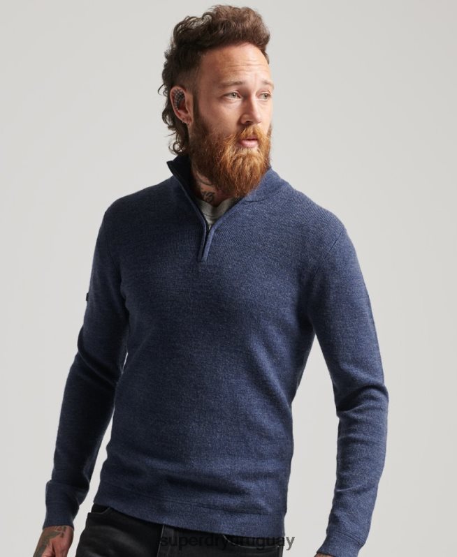 uy Superdry hombres jersey de merino con media cremallera Armada DT2N8Z1241 ropa