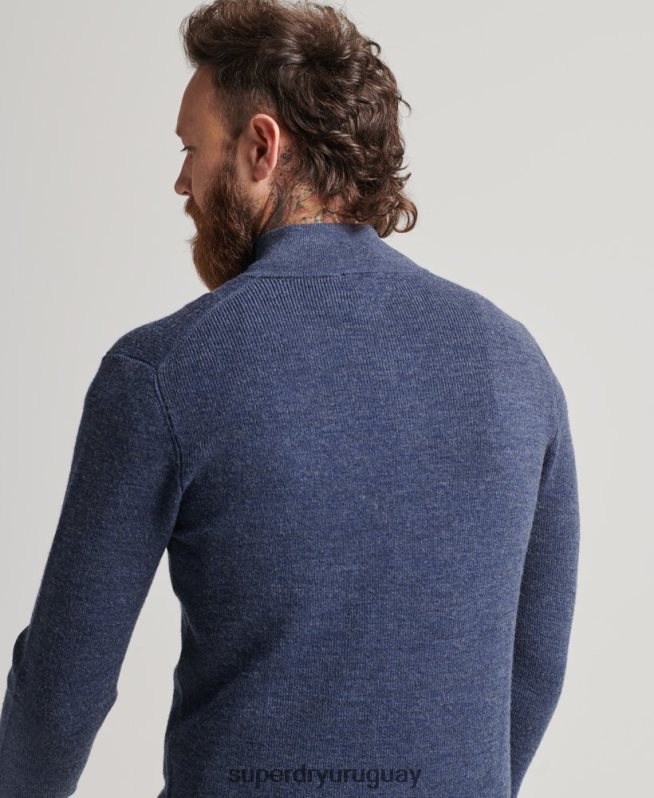 uy Superdry hombres jersey de merino con media cremallera Armada DT2N8Z1241 ropa