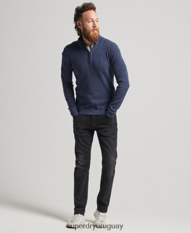 uy Superdry hombres jersey de merino con media cremallera Armada DT2N8Z1241 ropa