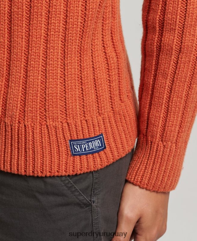 uy Superdry hombres jersey de mezcla de merino con cuello vuelto naranja DT2N8Z5239 ropa