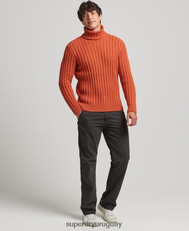 uy Superdry hombres jersey de mezcla de merino con cuello vuelto naranja DT2N8Z5239 ropa