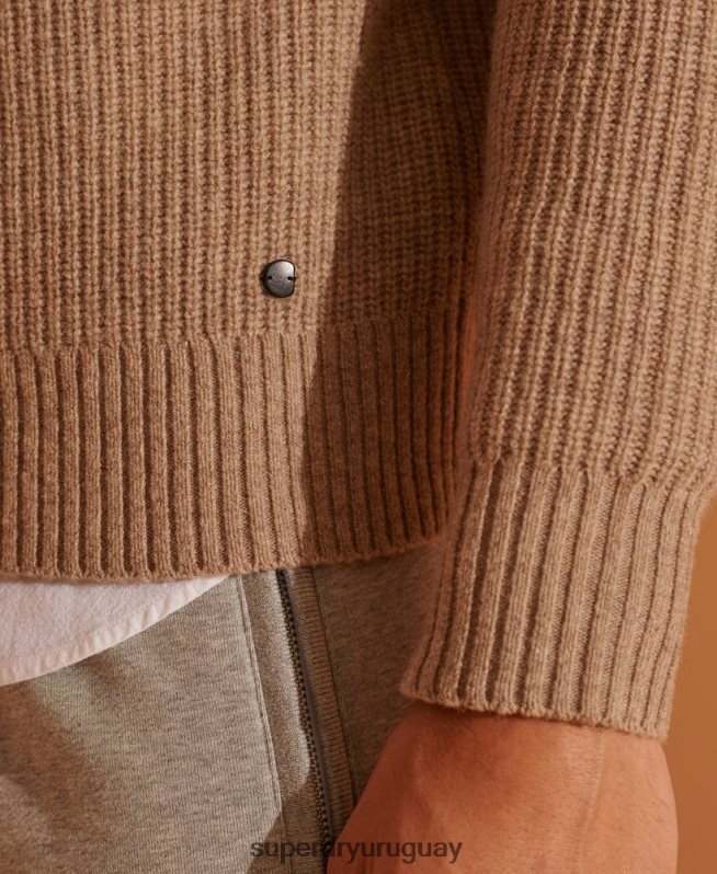 uy Superdry hombres jersey de mezcla de yak merino de edición limitada beige DT2N8Z5355 ropa