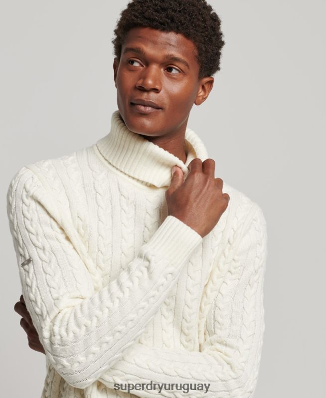 uy Superdry hombres jersey de ochos con cuello vuelto crema DT2N8Z1245 ropa