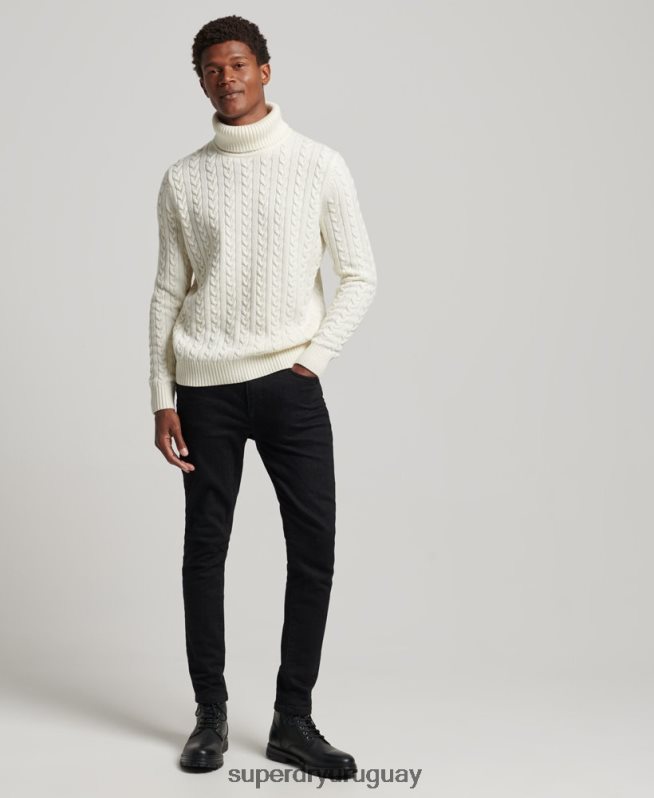 uy Superdry hombres jersey de ochos con cuello vuelto crema DT2N8Z1245 ropa
